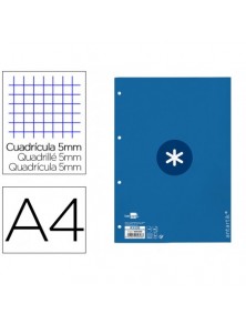 Recambio liderpapel a4 antartik 80 hojas 90gm2 cuadro 5mm 4 taladros 1 banda con marco color azul oscuro