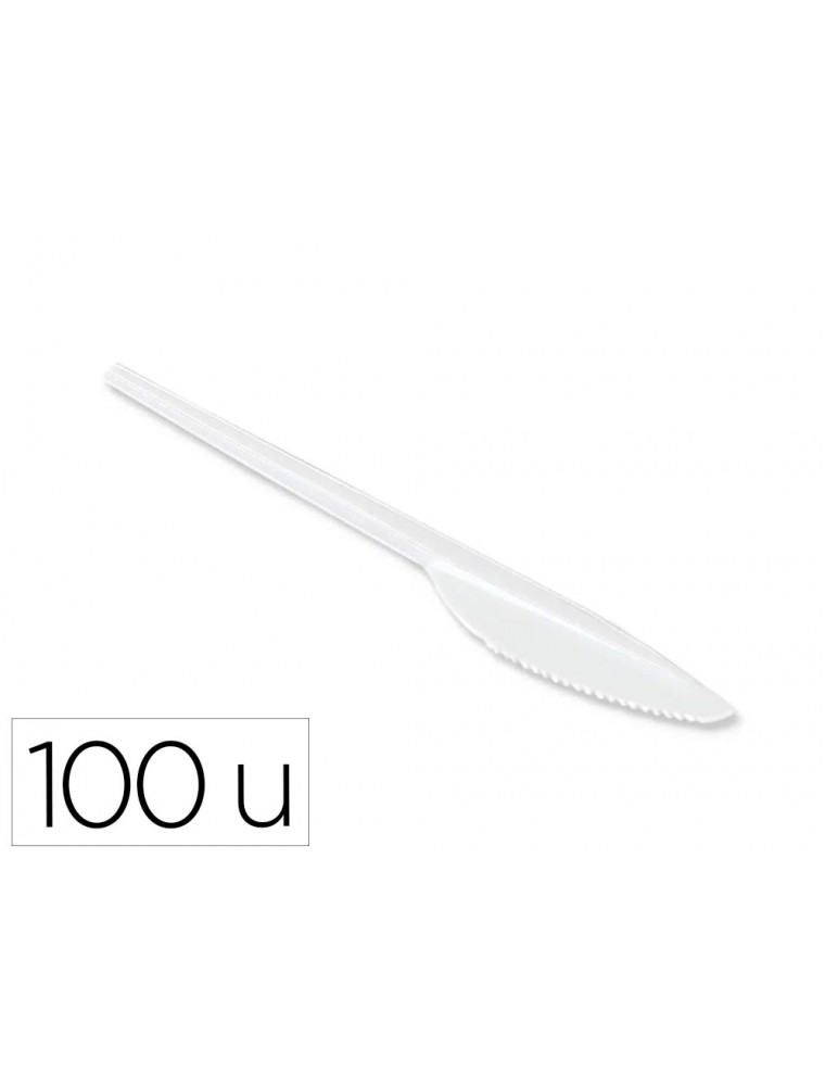 Cuchillo de plastico blanco reutilizable paquete de 100 unidades