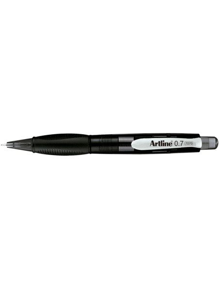 Portaminas artline retractil sujecion de caucho translucido 0,7 mm cuerpo negro