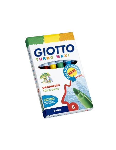 Rotulador giotto turbo maxi caja de 6 colores lavables con punta bloqueada