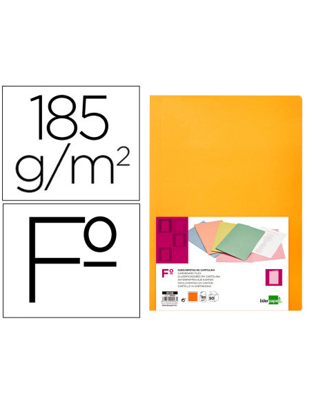 Subcarpeta liderpapel folio naranja intenso 180g/m2