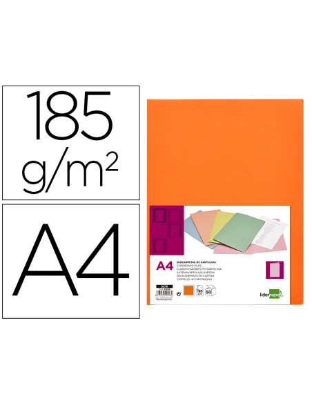 Subcarpeta liderpapel a4 naranja intenso 180g/m2