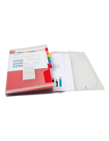 Carpeta liderpapel clasificador fuelle 42159 polipropileno a4 tte 2 huecos tarjetas spectrafile 13 dpto