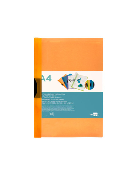 Carpeta liderpapel dossier pinza lateral 45301 polipropileno din a4 naranja 30 hojas pinza deslizante