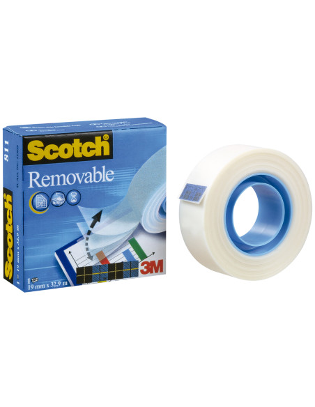 SCOTCH MAGIC CINTA ADHESIVA INVISIBLE REMOBIBLE ROLLO 19MM X 33M PACK 12 UD