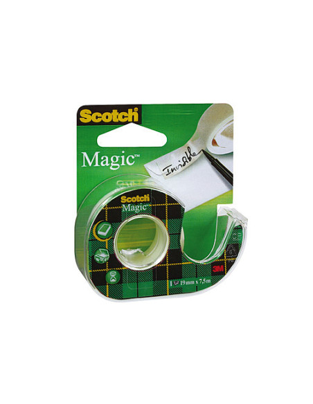 Cinta adhesiva scotch magic invisible 7,5 mt x 19 mm en portarrollo