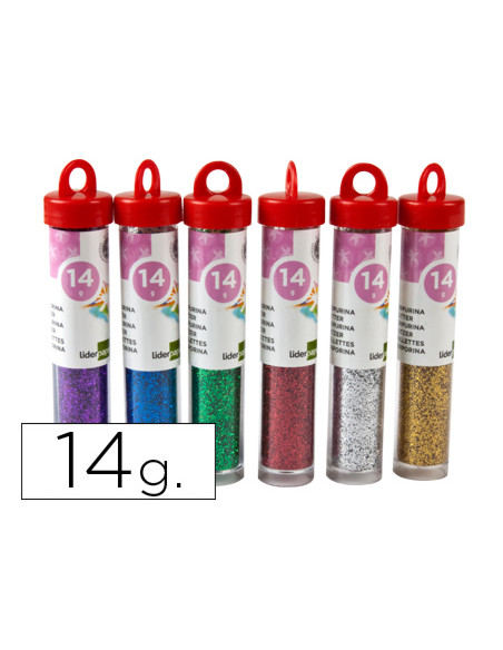 Purpurina liderpapel fantasia colores metalicos surtidos bote de 14 gr