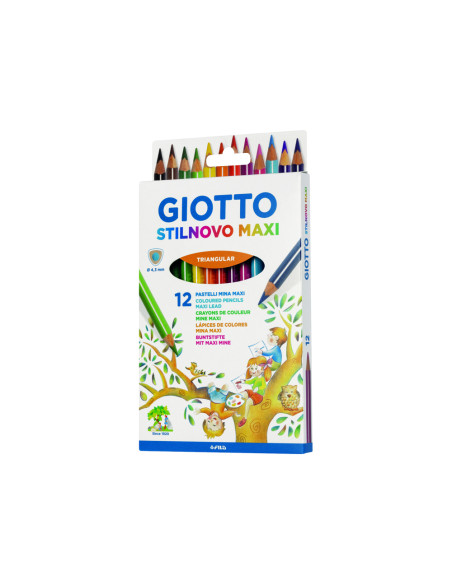 Lapices de colores giotto stilnovo maxi caja de 12 unidades colores surtidos mina 4,3 mm