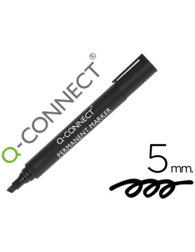 Rotulador q-connect marcador permanente negro punta biselada 5 mm