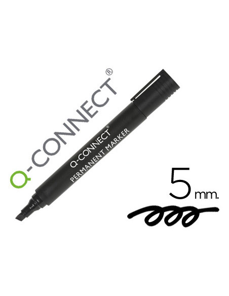 Rotulador q-connect marcador permanente negro punta biselada 5 mm