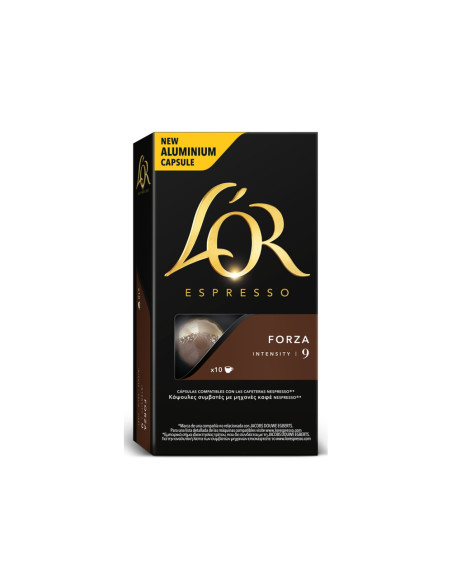 Cafe l or espresso forza fuerza 9 caja de 10 unidades compatible con nespresso