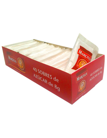 Azucar blanca en sobres de 8g caja de 40 sobres