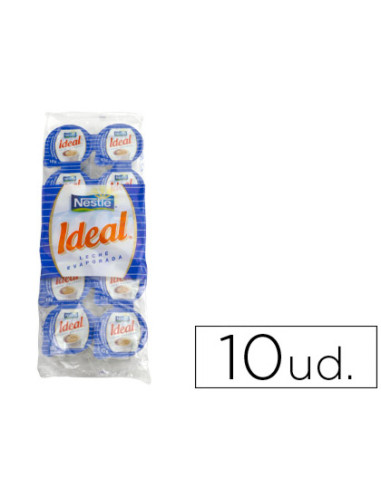 Leche evaporada ideal porciones de 7,5 gr envase de 10 unidades