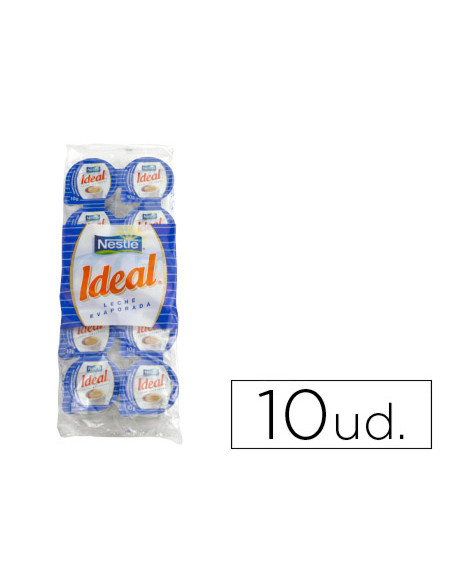 Leche evaporada ideal porciones de 7,5 gr envase de 10 unidades