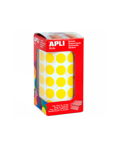 APLI GOMETS REDONDOS 15MM ROLLO AMARILLO -ROLLO 2832 UNIDADES-