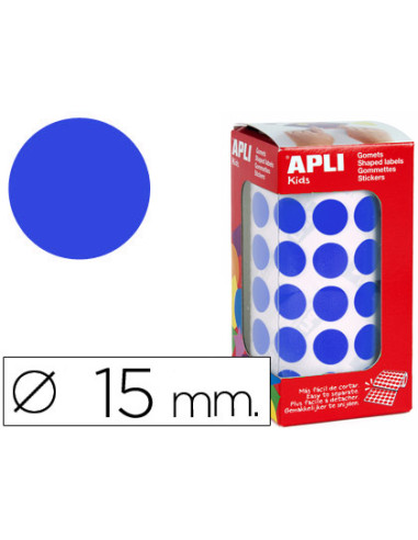 APLI GOMETS REDONDOS 15MM ROLLO AZUL -ROLLO 2832 UNIDADES-