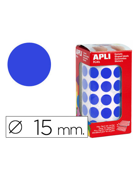 APLI GOMETS REDONDOS 15MM ROLLO AZUL -ROLLO 2832 UNIDADES-