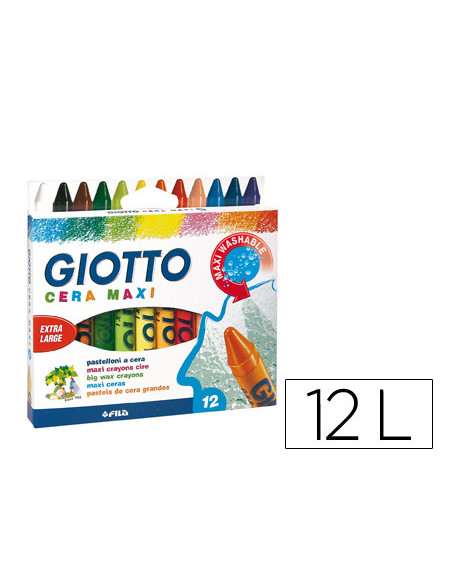 Lapices cera giotto maxi caja de 12 colores surtidos