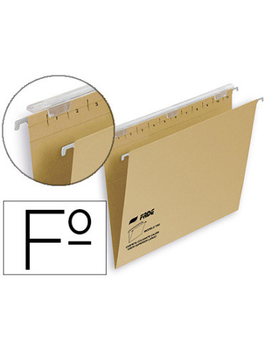 FADE CARPETA COLGANTE VISOR SUPERIOR LARGO TIKI KRAFT CARTULINA FOLIO CON ETIQUETAS -25U-