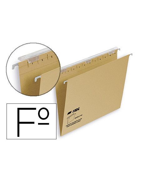 FADE CARPETA COLGANTE VISOR SUPERIOR LARGO TIKI KRAFT CARTULINA FOLIO CON ETIQUETAS -25U-