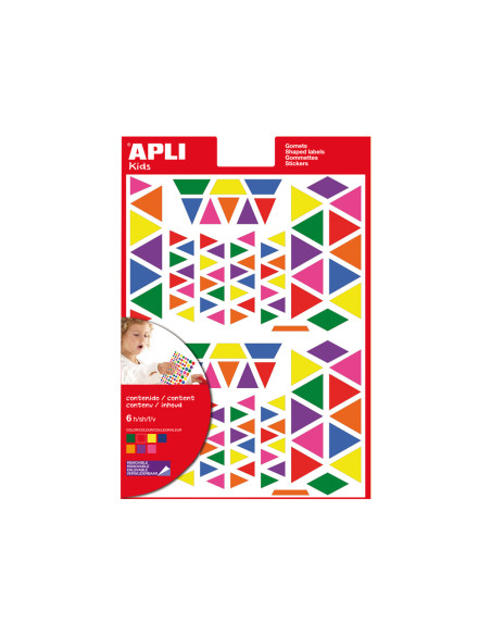 Gomets apli autoadhesivo triangulo multicolor blister de 720 unidades surtidas