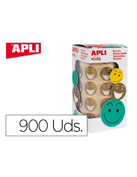 Gomets apli autoadhesivo smile oro cara feliz rollo de 900 unidades