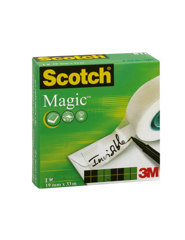 SCOTCH CINTA ADHESIVA INVISIBLE MAGIC ROLLO 12MM X 33M CAJA INDIVIDUAL