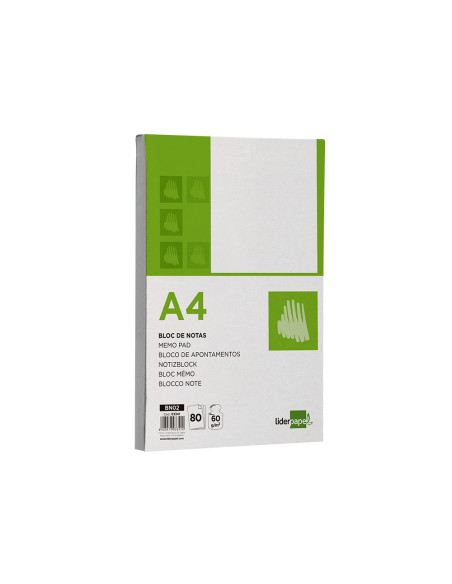 Bloc notas liderpapel liso a4 80 hojas 60g/m2