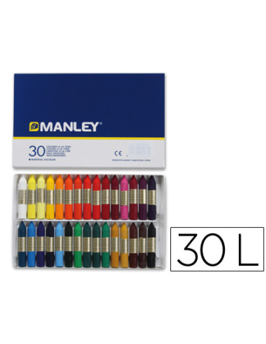 MANLEY ESTUCHE DE 30 CERAS BLANDAS 60MM COLORES SURTIDOS