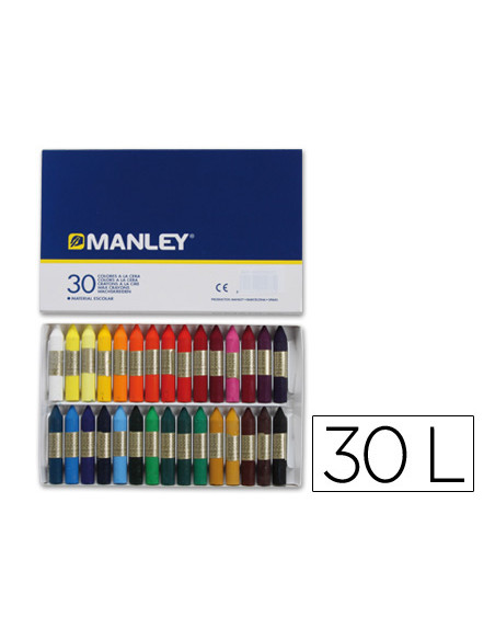 MANLEY ESTUCHE DE 30 CERAS BLANDAS 60MM COLORES SURTIDOS