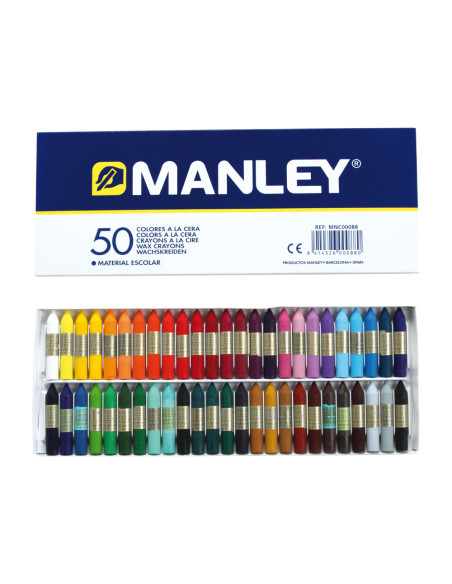 MANLEY ESTUCHE DE 50 CERAS BLANDAS 60MM COLORES SURTIDOS