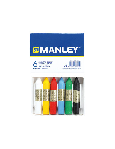 MANLEY ESTUCHE DE 6 CERAS 60MM COLORES SURTIDOS