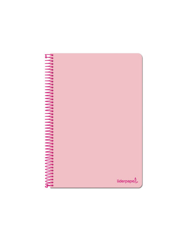 Cuaderno espiral liderpapel din a4 smart tapa blanda 80h 75gr cuadro 4mm con margen color rosa