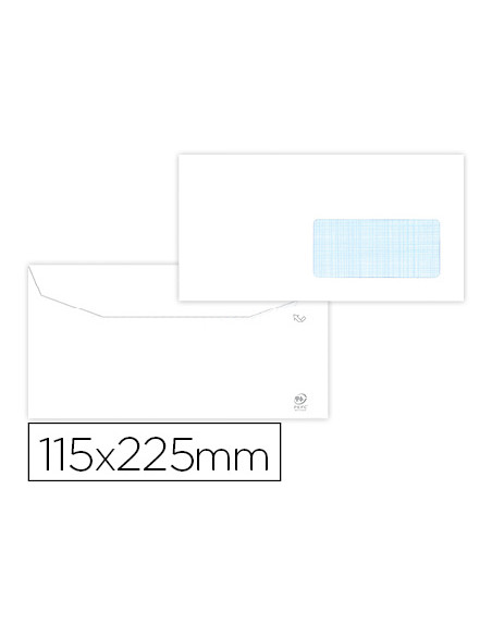 Sobre liderpapel blanco 115x225 mm ventana derecha trapezodial engomada papel offset 80gr caja de 500 unidades