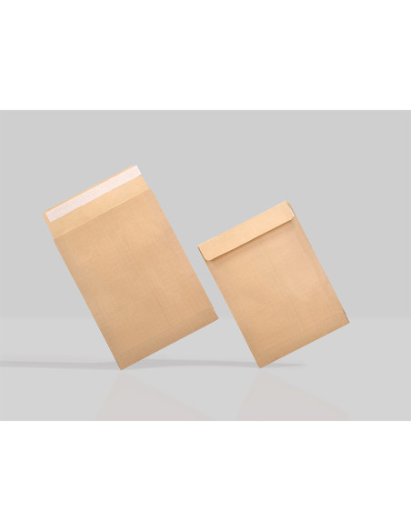 Sobre liderpapel bolsa fuelle kraft 229x324x30 mm solapa tira de silicona papel 120 gr caja de 50 unidades