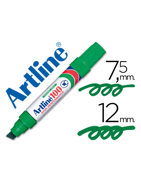 Rotulador artline marcador permanente 100 verde punta biselada