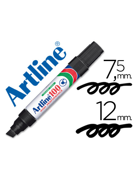 Rotulador artline marcador permanente 100 negro -punta biselada