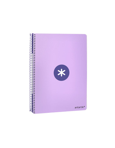 Cuaderno espiral antartik a4 micro tapa dura 80h 100 gr cuadro 5 mm sin bandas 4 taladros color lavanda