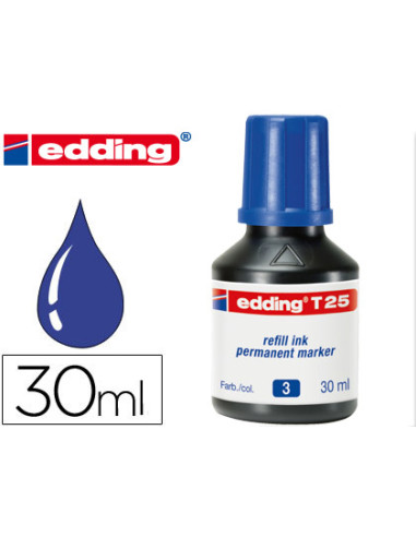 EDDING FRASCO DE TINTA T25 PARA ROTULADOR PERMANENTE 30ML AZUL