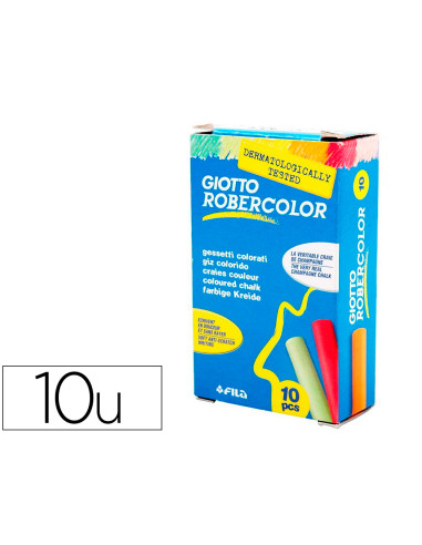 GIOTTO TIZA ROBERCOLOR COLORES SURTIDOS ANTIPOLVO CAJA DE 10