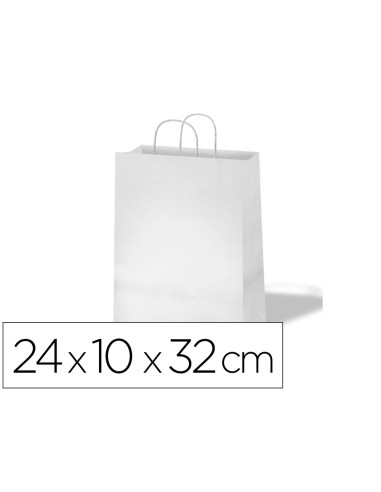 Bolsa kraft basika celulosa blanco 90 gr asa retorcida tamaño s 240x100x320 mm