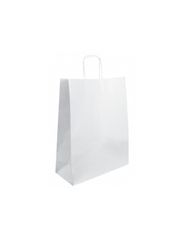 Bolsa kraft basika celulosa blanco 90 gr asa retorcida tamaño l 320x140x400 mm