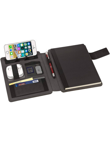 Carpeta portafolios carchivo venture din a5 con cuaderno y soporte smartphone color gris