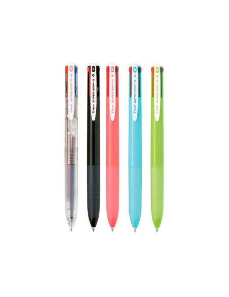 Boligrafo pilot super grip g 4 colores retractil sujecion de caucho tinta base de aceite cuerpo color azul