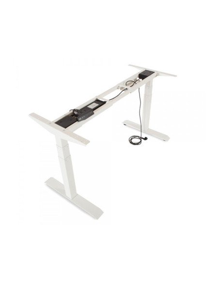 Mesa rocada regulable en altura electricamente hasta 129 cm estructura de acero tablero 180 cm color haya