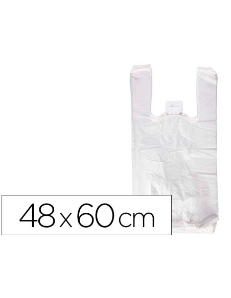 Bolsa camiseta reciclada 70% blanca 50 mc 48x60 cm apta legislacion de bolsas 2021