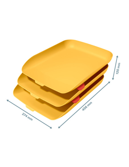 Bandeja sobremesa plastico leitz cosy set de 3 unidades amarillo 274x120x456 mm