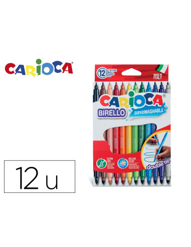 CARIOCA ROTULADOR BIRELLO DOBLE PUNTA FINA / MEDIA COLORES - CAJA DE 12