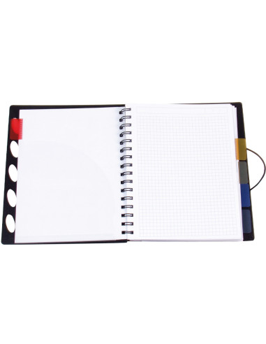 Cuaderno espiral liderpapel a4 micro executive tapa plastico 100h 80 gr cuadro 5mm 5 separadores con gomilla negro