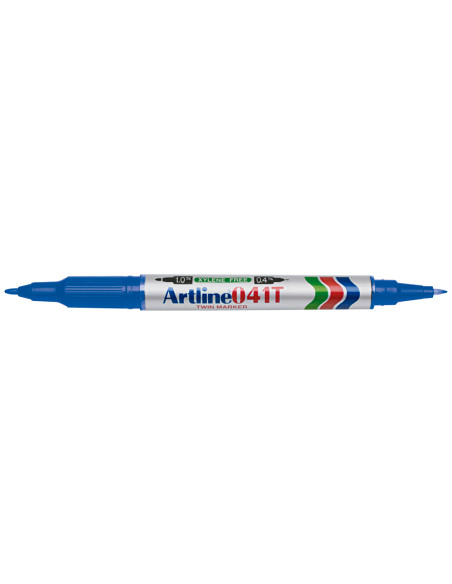 Rotulador artline marcador permanente ek-041t azul doble punta 0.4 y 1.0 mm